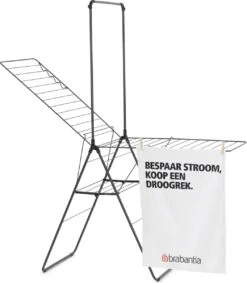 Brabantia HangOn Droogrek Inklapbaar - 25 Meter - Met Stang - Matt Black -Brabantia 1047x1200 1