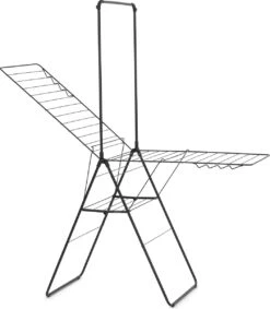 Brabantia HangOn Droogrek Inklapbaar - 25 Meter - Met Stang - Matt Black