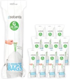 Brabantia PerfectFit Vuilniszakken - 23/30 L - Code G - 12 Rollen X 20 Stuks