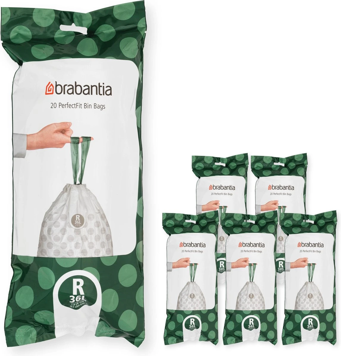 Brabantia PerfectFit Vuilniszakken - 36 L - Code R - 6 Rollen X 20 Stuks 3 Brabantia PerfectFit Vuilniszakken - 36 L - Code R - 6 Rollen X 20 Stuks