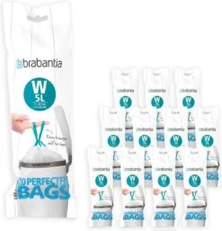 Brabantia PerfectFit Vuilniszakken - 5 L - Code W - 12 Rollen X 20 Stuks