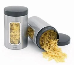 Brabantia Voorraadbus - 1,4 L - Matt Steel Fingerprint Proof / Matt Black Deksel - Met Venster -Brabantia 1200x1060 2