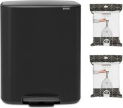 Brabantia Bo Prullenbak - 60 L - Met 80 Vuilniszakken - Matt Black