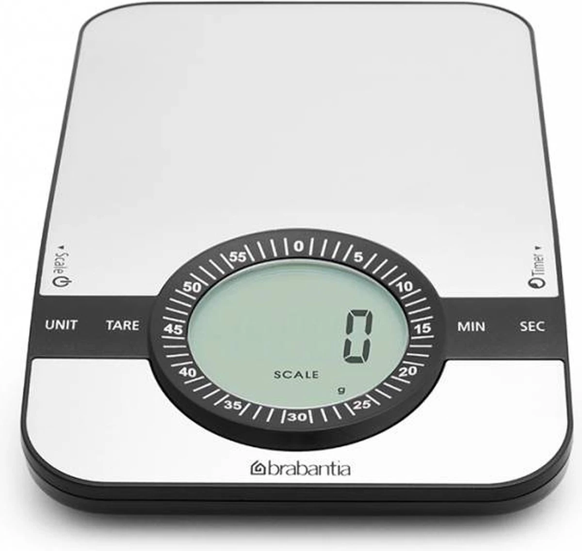 Brabantia Profile Keukenweegschaal - Rechthoekig - Met Kookwekker - RVS 3 Brabantia Profile Keukenweegschaal - Rechthoekig - Met Kookwekker - RVS
