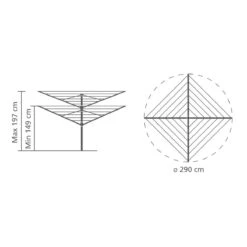 Brabantia Lift-O-Matic Advance Droogmolen Met Grondanker, Beschermhoes En Wasknijpertasje - 50 M - Metallic Grey -Brabantia 1200x1200 525