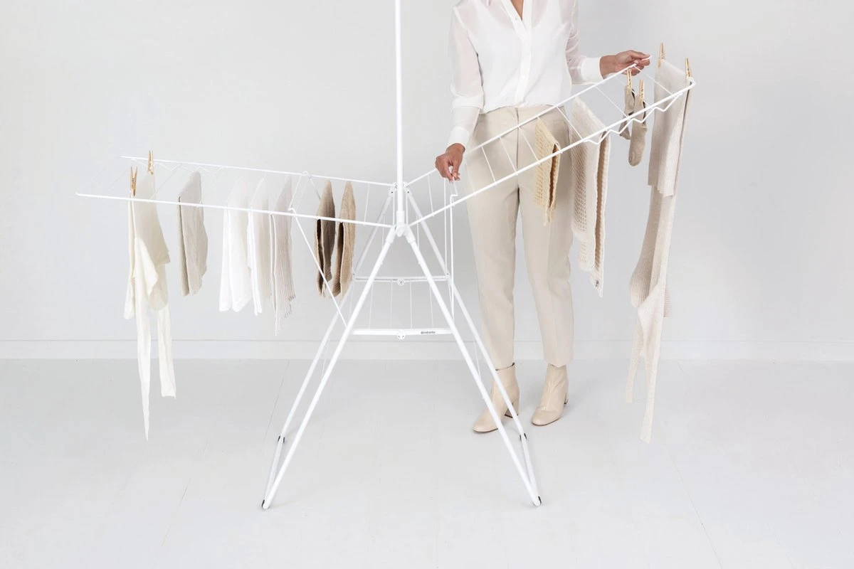 Brabantia HangOn Droogrek Inklapbaar - 25 Meter - Met Stang - White 8 Brabantia HangOn Droogrek Inklapbaar - 25 Meter - Met Stang - White - Afbeelding 6