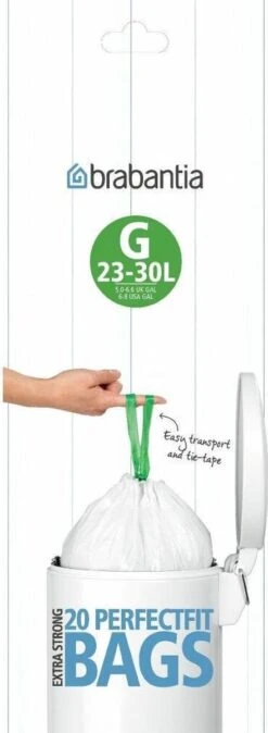 Brabantia Perfect Fit Afvalzak Met Trekbandsluiting - 23/30 L - Code G - 20 Stuks
