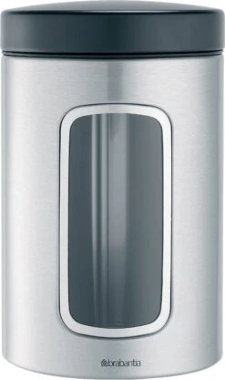 Brabantia Voorraadbus - 1,4 L - Matt Steel Fingerprint Proof / Matt Black Deksel - Met Venster -Brabantia 713x1200 2