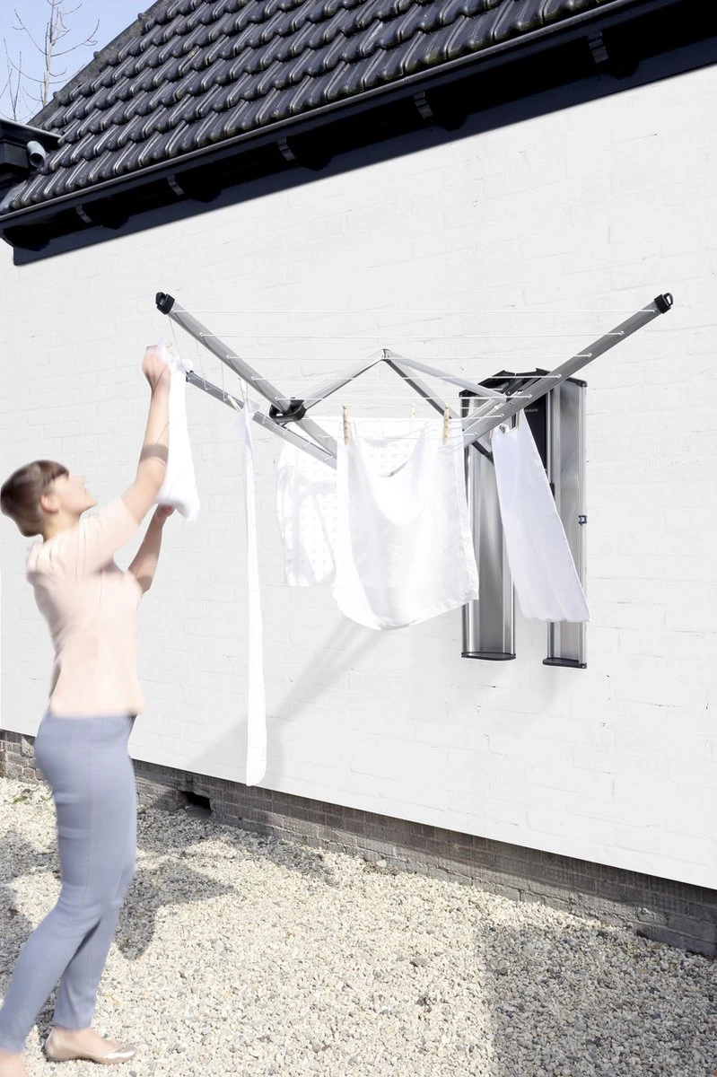 Brabantia WallFix Wanddroger - Met Opberg-/Beschermbox - 24 M - Metallic Grey 8 Brabantia WallFix Wanddroger - Met Opberg-/Beschermbox - 24 M - Metallic Grey - Afbeelding 6