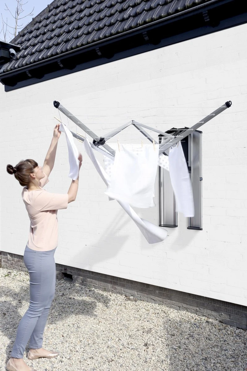 Brabantia WallFix Wanddroger - Met Opberg-/Beschermbox - 24 M - Metallic Grey 9 Brabantia WallFix Wanddroger - Met Opberg-/Beschermbox - 24 M - Metallic Grey - Afbeelding 7