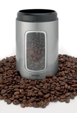 Brabantia Voorraadbus - 1,4 L - Matt Steel Fingerprint Proof / Matt Black Deksel - Met Venster -Brabantia 817x1200 1