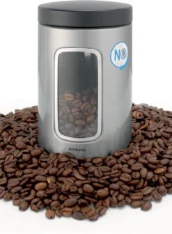 Brabantia Voorraadbus - 1,4 L - Matt Steel Fingerprint Proof / Matt Black Deksel - Met Venster -Brabantia 882x1200